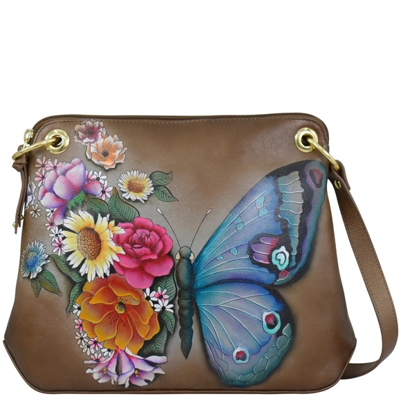 NWOT Anuschka Butterfly Crossbody Sling bag Purse Hand Painted New without Tag - Picture 1 of 9